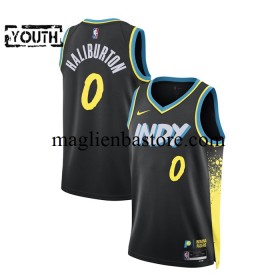 Maglia NBA Indiana Pacers Tyrese Haliburton 0 2023-2024 Nike City Edition Nero Swingman - Bambino